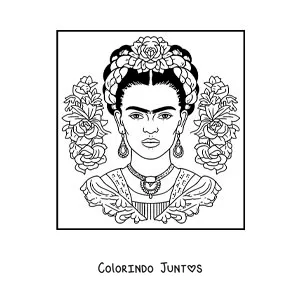 Desenho para colorir de um desenho animado da Frida Kahlo