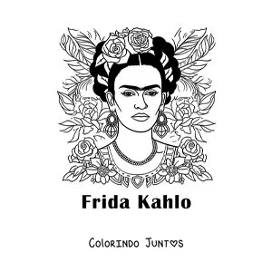 Desenho para colorir de um quadro da Frida Kahlo