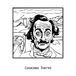 Desenho para colorir de Salvador Dalí e sua arte