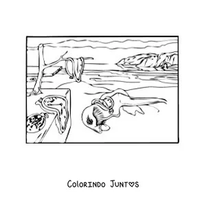 Desenho para colorir da persistência da memória para crianças