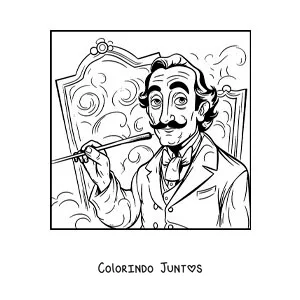 Desenho para colorir de Salvador Dalí animado pintando