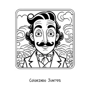 Desenho para colorir de Salvador Dalí animado para crianças