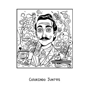Desenho para colorir do surrealismo de Salvador Dalí