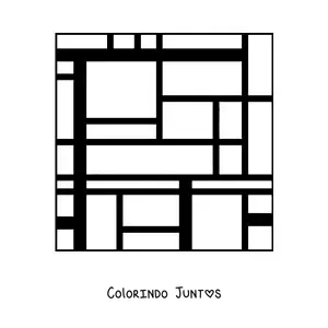 Desenho para colorir de quadro de Piet Mondrian para crianças