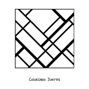 Desenho para colorir de obra de arte no estilo de Mondrian
