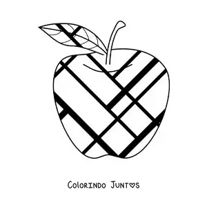 Desenho para colorir de maçã com figuras no estilo de Mondrian