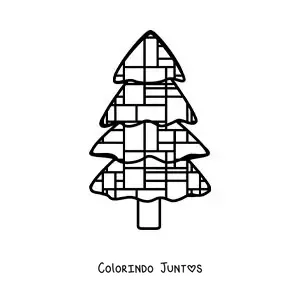 Desenho para colorir de árvore no estilo de Piet Mondrian para crianças