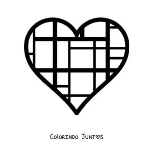Desenho para colorir de coração no estilo de Mondrian para crianças
