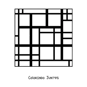 Desenho para colorir de arte no estilo de Mondrian