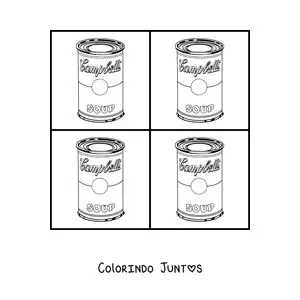 Desenho para colorir de sopa de tomate Campbell de Andy Warhol