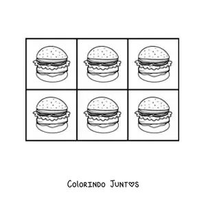 Desenho para colorir de hambúrgueres no estilo pop art de Andy Warhol