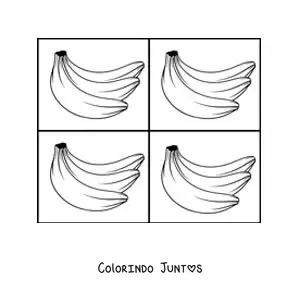 Desenho para colorir de uma caricatura de bananas no estilo de Andy Warhol