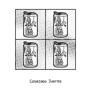 Desenho para colorir de lata de refrigerante no estilo de Andy Warhol