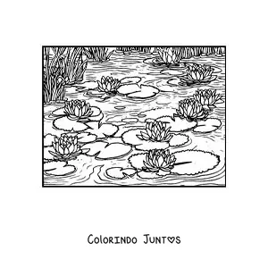 Desenho para colorir de nenúfares no estilo de Monet