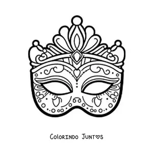 Desenho para colorir de máscara de carnaval para recortar