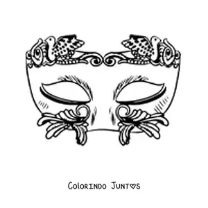 Desenho para colorir de máscara de carnaval com adornos