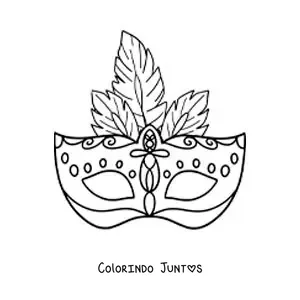 Desenho para colorir de máscara de carnaval para crianças com penas