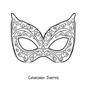 Desenho para colorir de máscara de carnaval decorada fácil para crianças