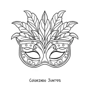 Desenho para colorir de máscara com penas para uma fantasia de carnaval