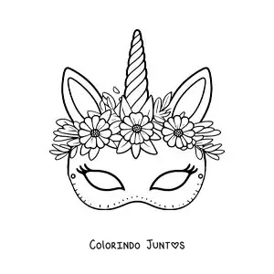 Desenho para colorir de máscara de unicórnio para meninas
