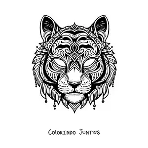 Desenho para colorir de máscara de tigre