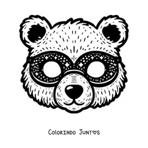 Desenho para colorir de máscara de urso de carnaval