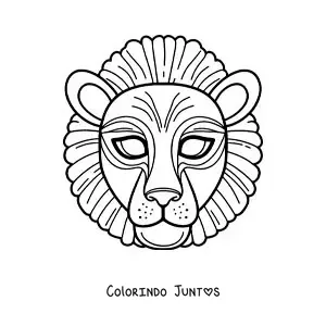 Desenho para colorir de máscara de leão