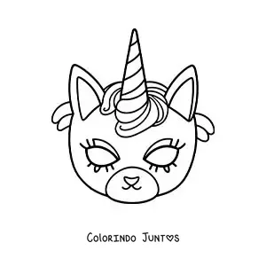 Desenho para colorir de máscara de gaticórnio para meninas