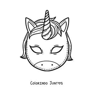 Desenho para colorir de máscara de unicórnio