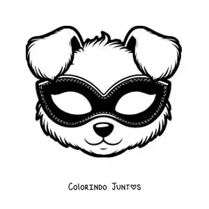 Desenho para colorir de máscara de cachorro de carnaval
