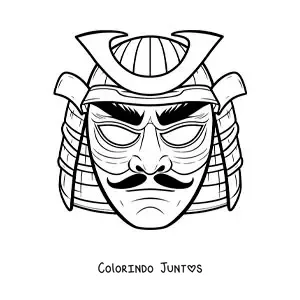 Desenho para colorir de máscara de samurai