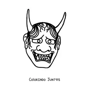 Desenho para colorir de máscara japonesa Hannya animada