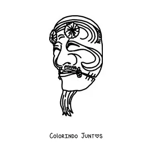 Desenho para colorir de máscara japonesa Kokushiki-jo