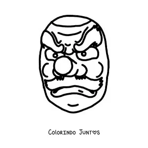 Desenho para colorir de máscara japonesa Tengu