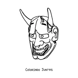 Desenho para colorir de máscara japonesa tradicional