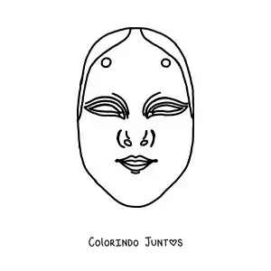 Desenho para colorir de máscara japonesa Noh