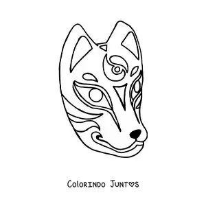 Desenho para colorir de máscara japonesa de raposa