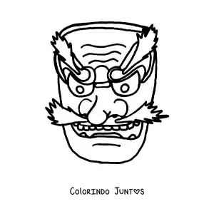 Desenho para colorir de máscara japonesa fácil