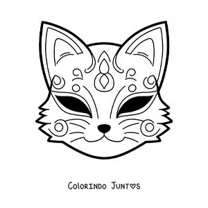 Desenho para colorir de máscara de Kitsune