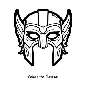 Desenho para colorir de máscara do Thor dos Vingadores