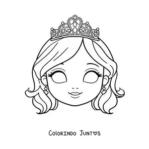 Desenho para colorir de máscara de princesa para meninas
