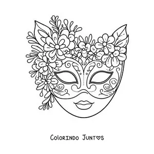 Desenho para colorir de máscara com flores para meninas