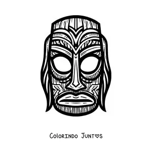 Desenho para colorir de máscara tiki