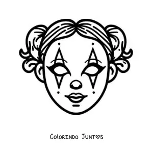 Desenho para colorir de máscara de palhaça para meninas