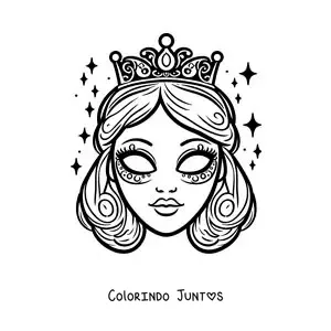 Desenho para colorir de máscara de princesa mágica