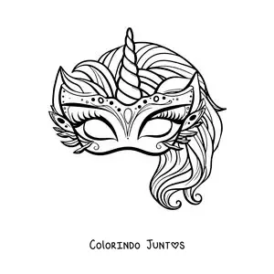 Desenho para colorir de máscara de unicórnio