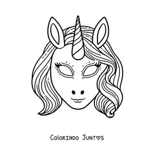 Desenho para colorir de máscara de unicórnio