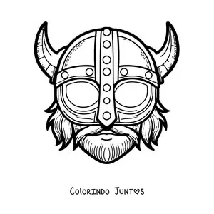 Desenho para colorir de máscara de viking