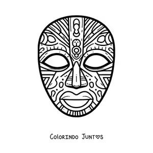 Desenho para colorir de máscara africana