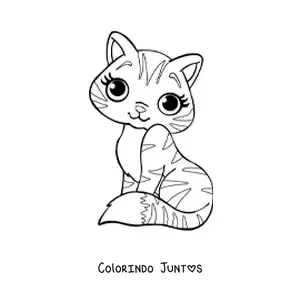 Desenho para colorir de um gato animado sentado